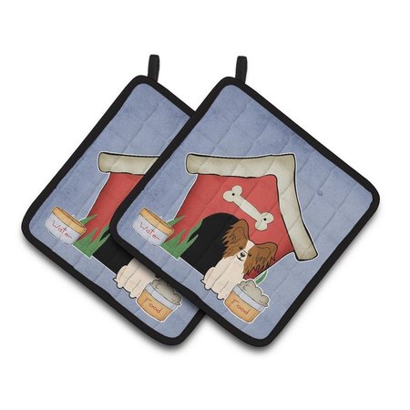 CAROLINES TREASURES Dog House Collection Papillon Red and White Pair of Pot Holders BB2832PTHD